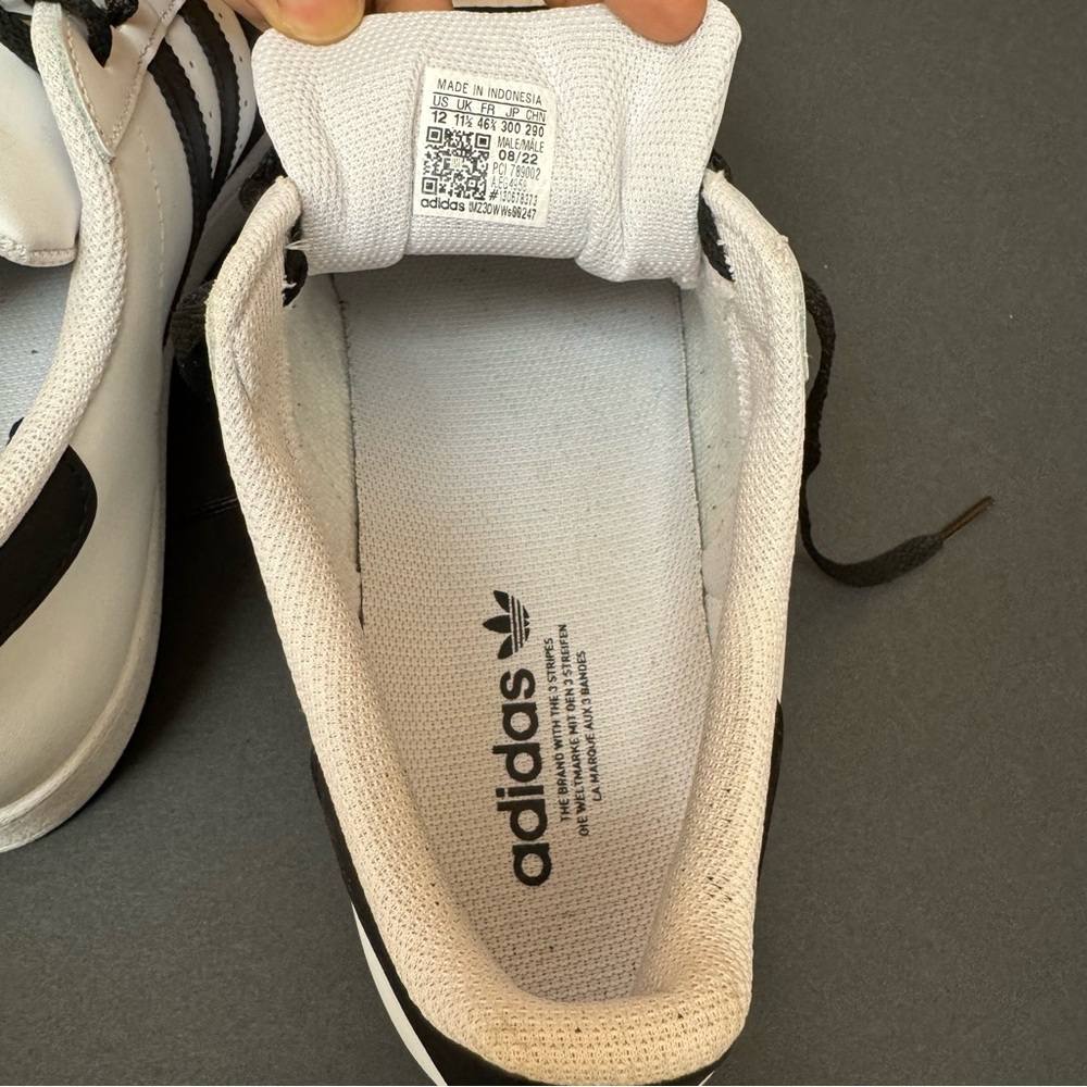 Adidas Superstar Low Top White with Black Stripes Shell Toe Sneakers Mens 12 - Picture 10 of 10